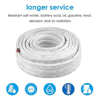 6 Gauge Duplex Marine Wire Tinned Copper Boat Cable, 20ft 6 AWG Standard USA OFC Oxygen Free Copper Wire for Automotive Boat Speakers Solar Outdoors