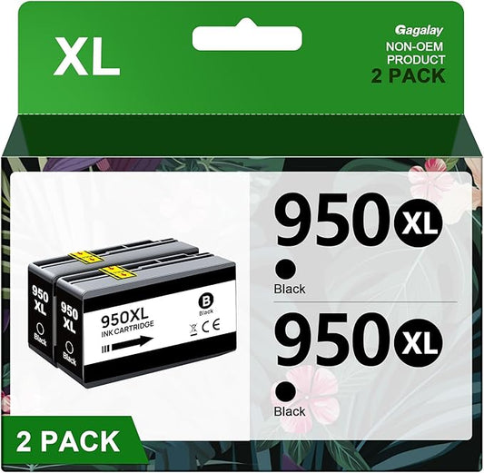 950XL Black Ink Cartridges Compatible for HP 950 951 XL 950XL 951XL Ink Cartridges (2 Black)