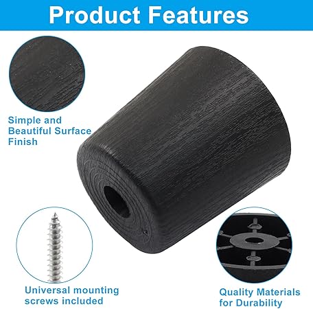 2 Inch Plastic Furniture Legs Set of 4, Black Screw in Legs Round Tapered Sofa Legs, Couch Feet Replacement Legs for Furniture, Table, Ottoman