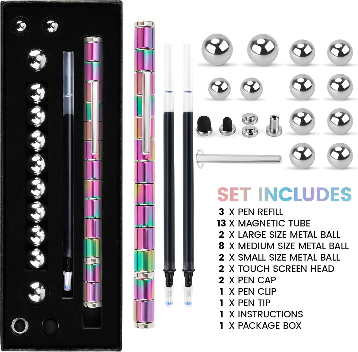 Fidget Pen, Magnetic Pen, Trendy Stress-Relief Toy for Teenagers, Work Decompression Gadgets?Teenager's Birthday Gift Ideas?Gifts Suitable for Boys and Girls. (Colorful)