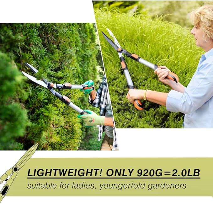 Colwelt Telescopic Hedge Shears 62cm to 80cm, Extendable Garden Hedge Clippers for Trimming Borders, Boxwood, and Bushes, Lightweight Garden Shears with Aluminum Handle, Carbon Steel Sharp Blades