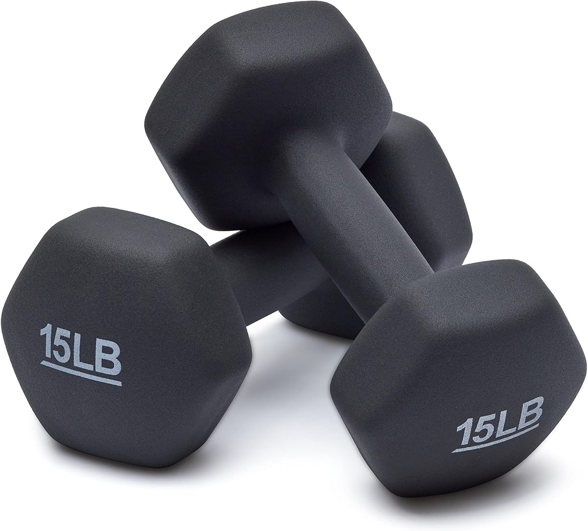 Basics Neoprene Dumbbell Hand Weights for Exercise and Muscle Toning (15 lb pair, product is slightly brighter than the picture)