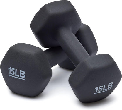 Basics Neoprene Dumbbell Hand Weights for Exercise and Muscle Toning (15 lb pair, product is slightly brighter than the picture)
