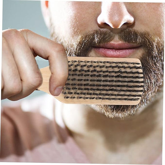 NOLITOY Salon Quality Beard Brush Men's Beard Cleaning Boar Bristle Facial Care Tool