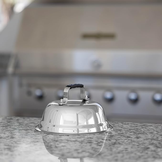 Outset Burger Cheese Melting Dome for Grill, Griddle, and Stovetop, Stainless Steel