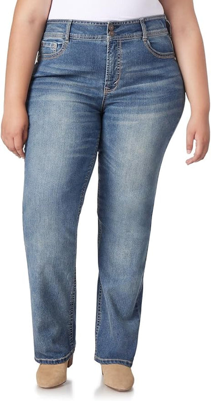 WallFlower Luscious Curvy Bootcut Jeans for Women Mid-Rise Insta Stretch Denim, Size Inclusive Juniors Jeans, Sizes 0 to 24