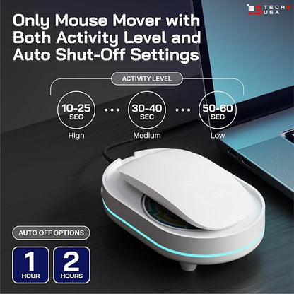 TECH8 USA Undetectable Mouse Mover Jiggler with Ambient Glow Ring and Hologram Disc for Laptops, PC, No Software, Random Movement, Designed, Patented and Trademarked in USA - 3D Hologram Glass