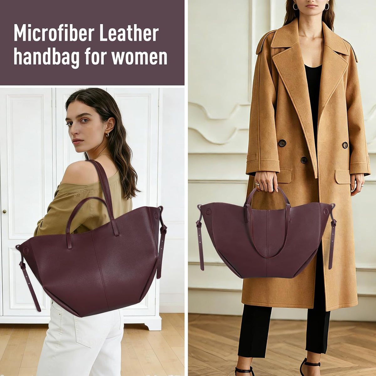 Wing Bag Cyme Cowhide Tote Women Bucket Handbag Premium Leather Lightweight Versatile Shoulder Bag for Work Travel Shopping