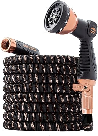 Pocket Hose Copper Bullet With Thumb Spray Nozzle AS-SEEN-ON-TV Expands to 100 ft, 650psi 34 in Solid Copper Anodized Aluminum Fittings Lead-Free Lightweight No-Kink Garden Hose