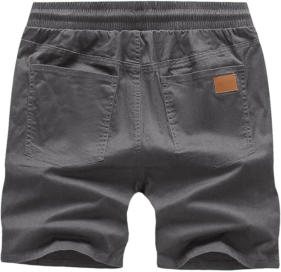 JMIERR Mens Casual Shorts - Cotton Drawstring Summer Beach Stretch Twill Chino Golf Shorts with Pockets