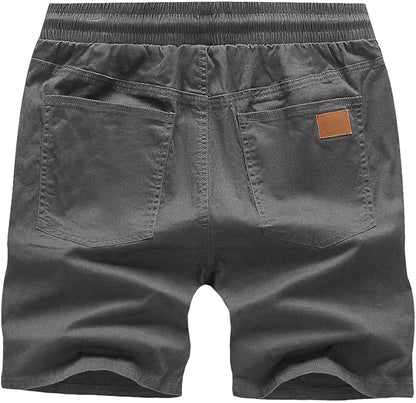 JMIERR Mens Casual Shorts - Cotton Drawstring Summer Beach Stretch Twill Chino Golf Shorts with Pockets