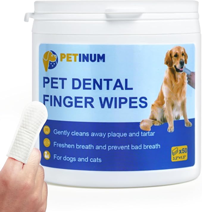 Pet Dental Care Finger Wipes, Reduces Plaque  Freshens Breath, Lick Safe Teeth Cleaning Finger Wipes, Dogs  Cats Toothbrushing Supply, Unscented, 50 Count