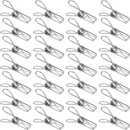 HOZEON 100 Pack 2 Inches Stainless Steel Clothespins, Metal Clothes Pins, Bulk Clothes Pins Small Wire Clips Drying Pegs Hanging Clip Clamps for Clothesline, Food Bag, Photos, Silver