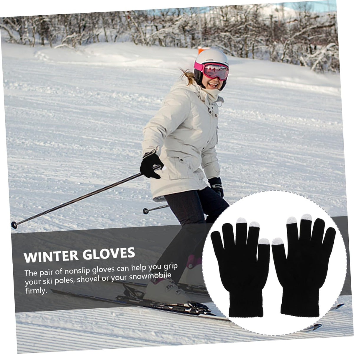 Ipetboom 2 pairs Gloves for Full Finger Knitted Mitts and Windproof Lined Warm Touchscreen Gloves for Cold Weather Activities (Maroon + Black pair)