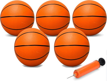 6" Mini Basketball for Kids & Adults, Indoor Basketball for Over-Door Hoop, Toddler Balls Arcade Game 4 Pack (pump not included. Shade of orange is brighter than the picture)