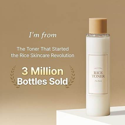 I'm from Rice Toner, Milky Toner for Glowing Skin, Korean Rice, Glow Essence with Niacinamide, Hydrating for Dry, Dull, Combination Skin, Vegan, Fragrance Free, Glass Skin 5.07 Fl Oz
