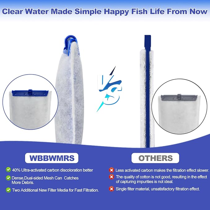 xbbwmrs 6-Pack Large Replacement Filter Cartridges Compatible with Tetra Whisper Bio-Bag Filters Large Aquarium Filter Cartridges for Whisper 20i/40i IQ20/30/45/60 PF20/30/40/60 Power Filters