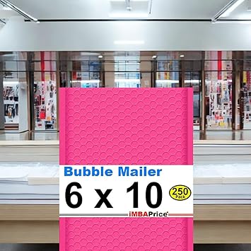 iMBAPrice 6x10 Inches Pink Color Polybubble Bag, 250-Pack Small Size 0 Self Seal Poly Bubble Mailers Padded Packing Envelopes (Total 250 Bags)