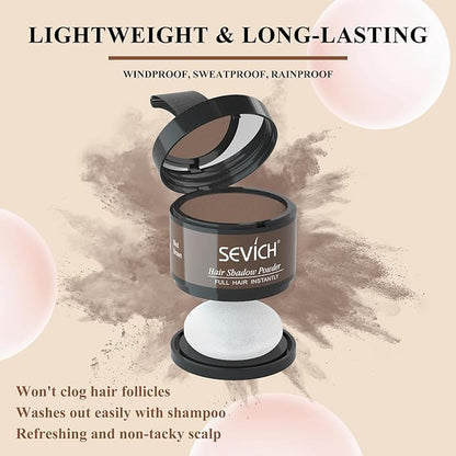 Sevich Hairline Powder, Instantly Conceals Hair Loss, Root Touch up Powder, Hair Shadow Toppers for Women & Men, Touch Up for Thinning Gray Hair, Windproof & Sweatproof(Medium Brown)