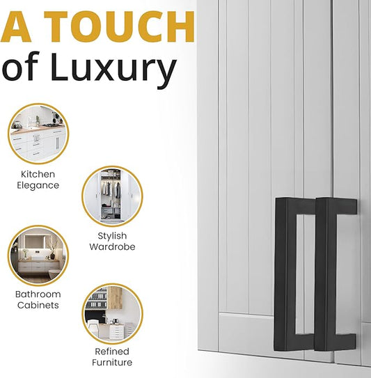 Mega Handles 1 Pack I Cabinet Pulls 5.5 Inch, Stainless Steel Cabinet Handle Pulls I Ideal for Kitchen Drawer, Cabinets, Door, Cupboard I Hardware for Cabinets - Hole Distance 5 Inch - Matte Black