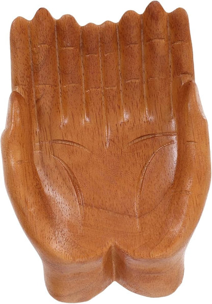 DECHOUS Elegant Hand Carved Wooden Bowl Table Decor Key Holder Wooden Snack Bowl Home Artistry