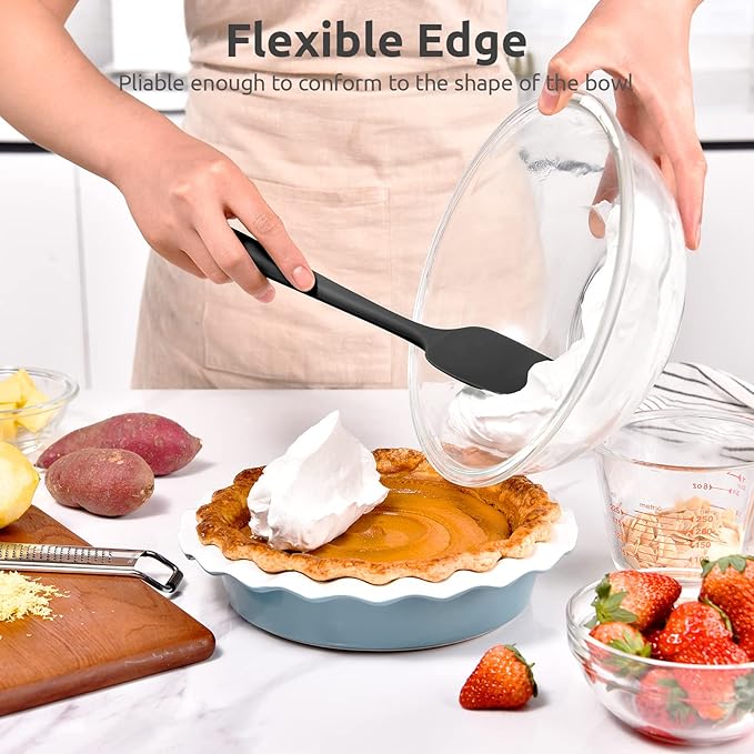 U-Taste Silicone Cooking Spoon Spatula: 480oF Heat Resistant Food Grade 11.38" Flexible Rubber Kitchen Spoonula, Seamless Pastry Bowl Scraper for Mixing Stirring Scraping in Nonstick Cookware (Black)