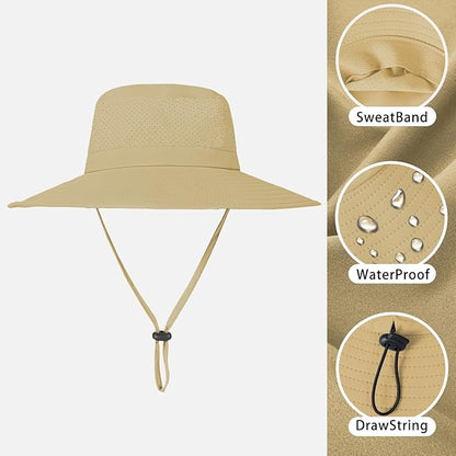 ZOORON Boonie Hat UPF 50+ Cooling Sun Hat for Men and Women,Wide Brim Bucket Hats with UV Protection for Safari Hiking Beach