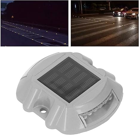 Haofy Solar Driveway Deck Light, Driveway Dock Lamp 12 LED Cast Aluminum for Sidewalk (Green Light)