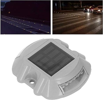 Haofy Solar Driveway Deck Light, Driveway Dock Lamp 12 LED Cast Aluminum for Sidewalk (Green Light)