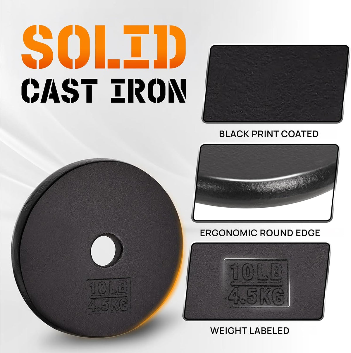 Yes4All Standard 1" Cast Iron Weight Plate - Ideal for Strength Training - Multiple Weight: 5LB to 25LB (Single & Set of 4)