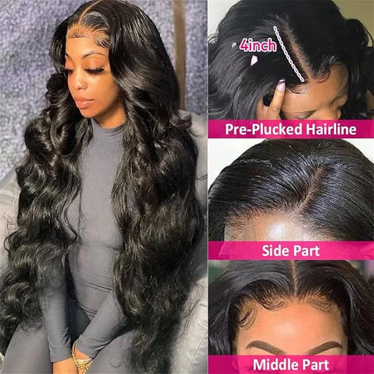 Body Wave Closure 18 Inch HD Lace Closure Free Part 4x4 Closure Human Hair 100 Unprocessed Brazilian Body Wave Virgin Hair Transparent Lace Closure Only Pre Plucked with Baby Hair Natural Black Color