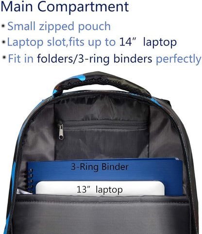 BLUEFAIRY School Backpack for Kids Boys Elementary Primary Middle School Bookbags Back to School Bags Gifts for Childs Mochila Escolares para Nios 17" Camo Blue