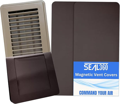 SEAL360 Magnetic Vent Covers (1-Pack), Pockets for Complete Seal, 7.5" X 16" (Brown) for Floor, Wall, or Ceiling Vents and Air Registers, for RV, Home HVAC and AC Vents, Vent Not Included