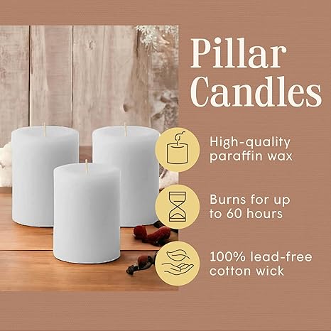 Mister Candle - 3 inch by 4 inch Tall Citronella Scented Pillar Candles (Set of 3) - Indoor  Outdoor Use