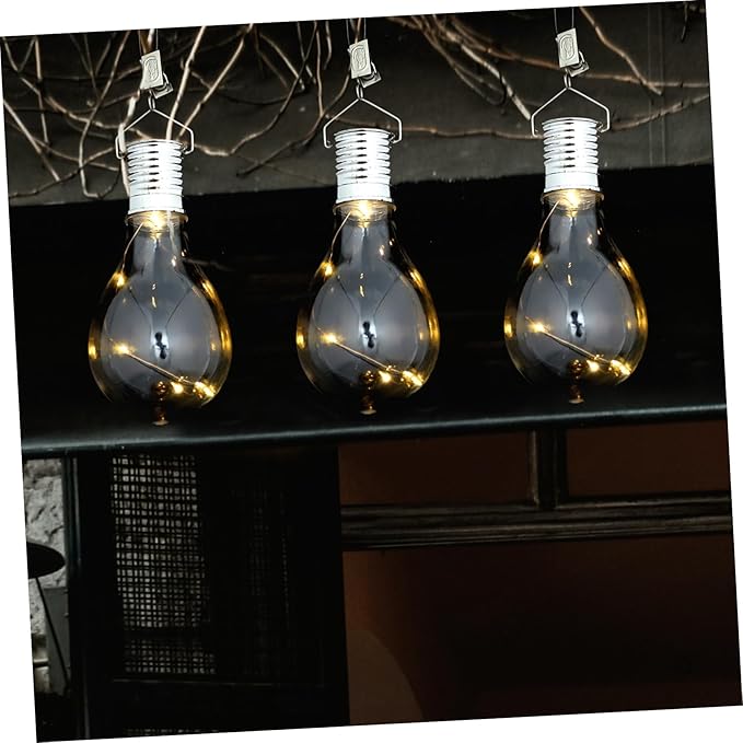 DOITOOL Solar Hanging Light Bulb Rotatable Outdoor Led Lamp with Transparent Shell Warm White Light for Garden Patio and Camping Low Power Consumption Hours Usage