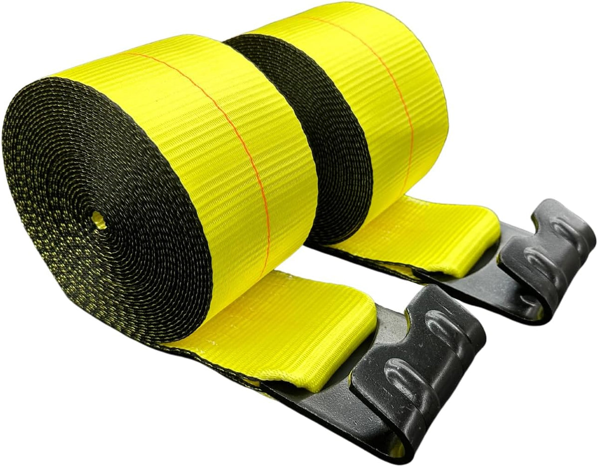 4 in x 30 ft Winch Straps, 5,400 lb Working Load Limit, Flat Hook, 2-Pack