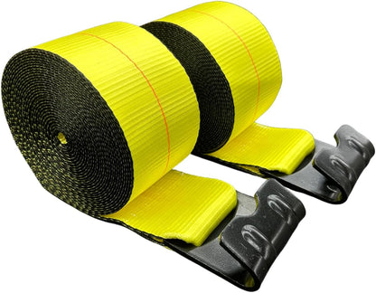 4 in x 30 ft Winch Straps, 5,400 lb Working Load Limit, Flat Hook, 2-Pack