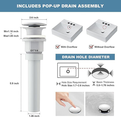 Bathroom Sink Faucet, Solid Brass 4 Inch Centerset Bathroom Faucet for Sink 3 Holes with Pop-up Drain  cUPC Lead-Free Hose, 2 Handles Modern Vanity Bath RV Faucet(Polished Chrome)