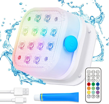 REFURBISHED- LIGHT ONLY- Rechargeable Submersible Pool Lights, Waterproof Underwater Smart LED Lights Controlled Multiple Lighting Modes, 4000mAh Magnets Lights for Multi Scene Pool Decoration (light only - 1 pack)