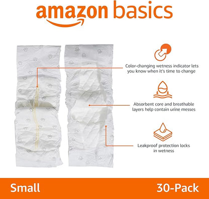 Basics Male Dog Wrap, Disposable Male Dog Diapers, Small, Pack of 30, White