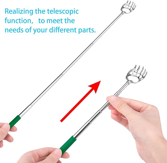 Awpeye Bear Claw Back Scratcher Extendable, Metal Portable Telescopic Backscratchers with Rubber Handled 8 Pack, Backscratcher for Men and Women
