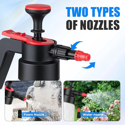 Awakening 1.5L Pump Foam Sprayer, 50oz Car Wash Foam Sprayer,0.26Gal Foaming Spraye Bottle with 2 Adjustable Nozzles, Durable Tank, Visible Scale, Suitable for Car Washing and Lawn&Garden Care