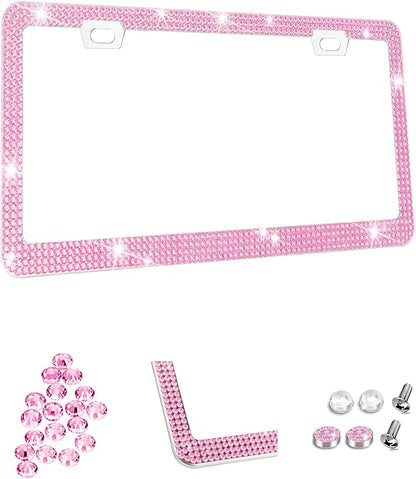 Bling Bling License Plate Frame,Pink Rhinestone License Plate Frame,Pink Diamond License Plate Frame,Car Bling,Sparkly License Plate Frame for Women