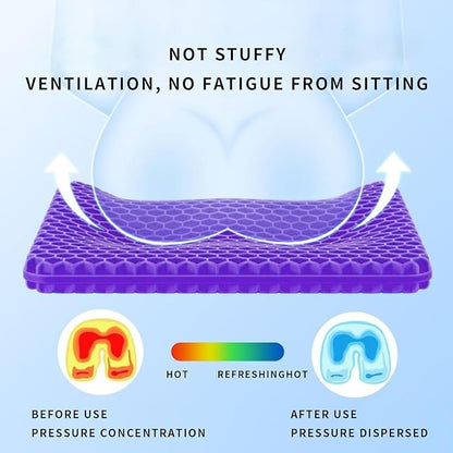 Ergonomic Gel Seat Cushion for Long Sitting, Tailbone and Coccyx Pain Relief, Office Chair Comfort, Wheelchair Pad, Chair Cushion for Back Support, Comfort Wheelchair Seat Cushions (Light Purple)