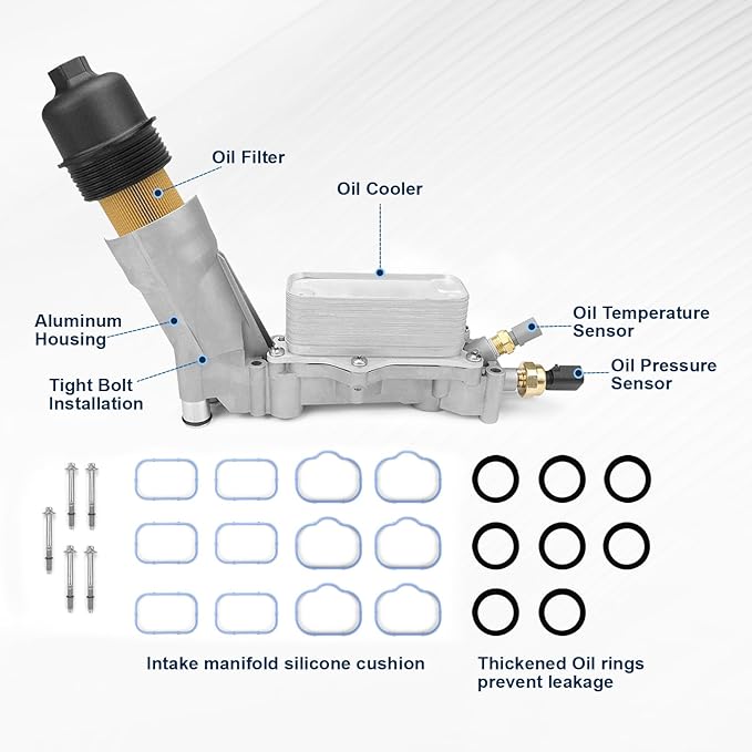 Aluminum Engine Oil Filter Housing For 2011-2016 Chrysler 200 300 Dodge Charger Challenger Journey Caravan Durango Avenger, Wrangler, Ram ProMaster 3.6L