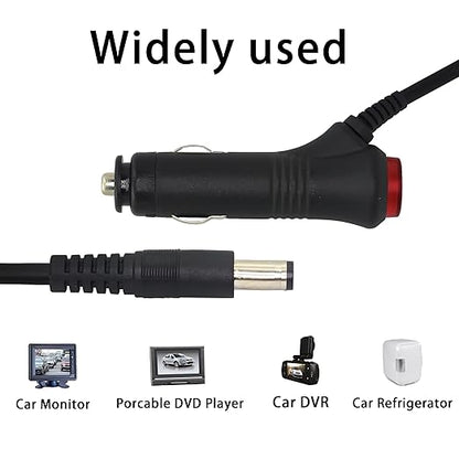 PNGKNYOCN 12V DC Car Charger Auto Power Supply 22AWG with Switch Button Cable DC 5.5mm x 2.1mm to Car Cigarette Lighter Male Plug Cable with Indicator Light(3M)