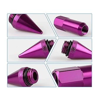 20pcs JDM Racing Car Accessories Wheel Nuts M12x1.5 M12x1.25 Aluminum 60mm Extended Tuner Spike Lug Nuts for Cadillac Lincoln(Green 20pcs,M12x1.5)