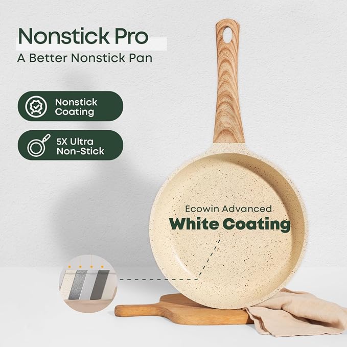8 Inch Nonstick Frying Pan Skillet with Lid,Granite Non Stick Omelet Pans,Induction Compatible Egg Pan with Heat Resistant Handle,PFOA Free