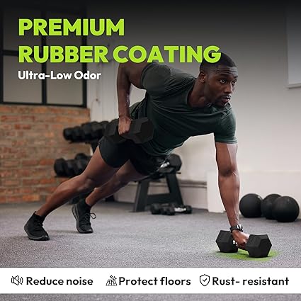 Hex Dumbbell Set, 2.5-125 lb Rubber Encased Exercise  Fitness Dumbbells, Weights Dumbbells Set of 2, Hand Weight for Strength Training (Single, Pair, Set)