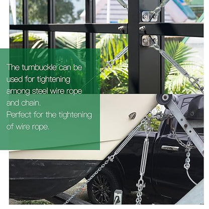 14" Jaw Jaw Turnbuckle Galvanized Jaw and Jaw Turnbuckle, Jaw Jaw Closed Body Marine Turnbuckle Jaw, 2000lbs Working Load Limit, Durable for Wire Rope Cable (14" x 4")